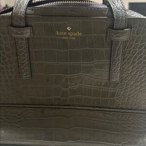 Kate Spade Olive Crocodile Embossed Satchel